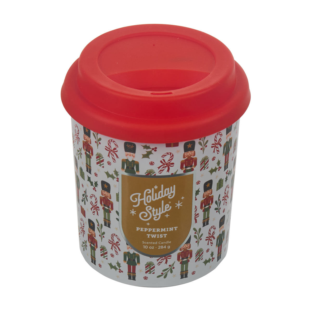 Holiday Style Christmas Peppermint Twist Scented Jar Candle, 10 oz