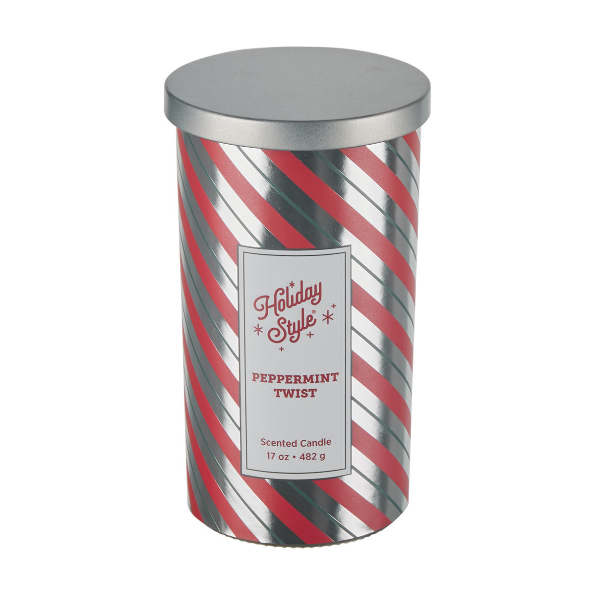 Holiday Style Christmas Peppermint Twist Scented Jar Candle, 17 oz