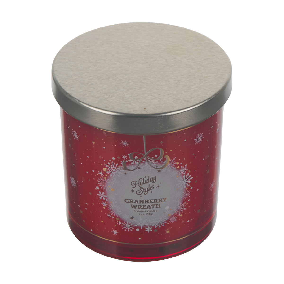 Holiday Style Christmas Cranberry Wreath Scented Jar Candle, 7 oz