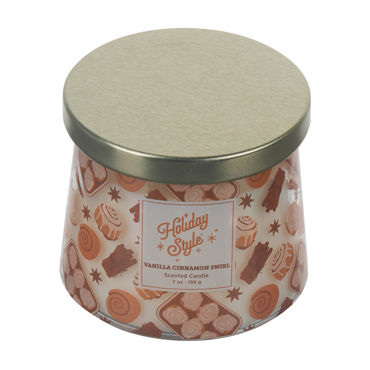 Holiday Style Christmas Vanilla Cinnamon Swirl Scented Candle, 7 oz