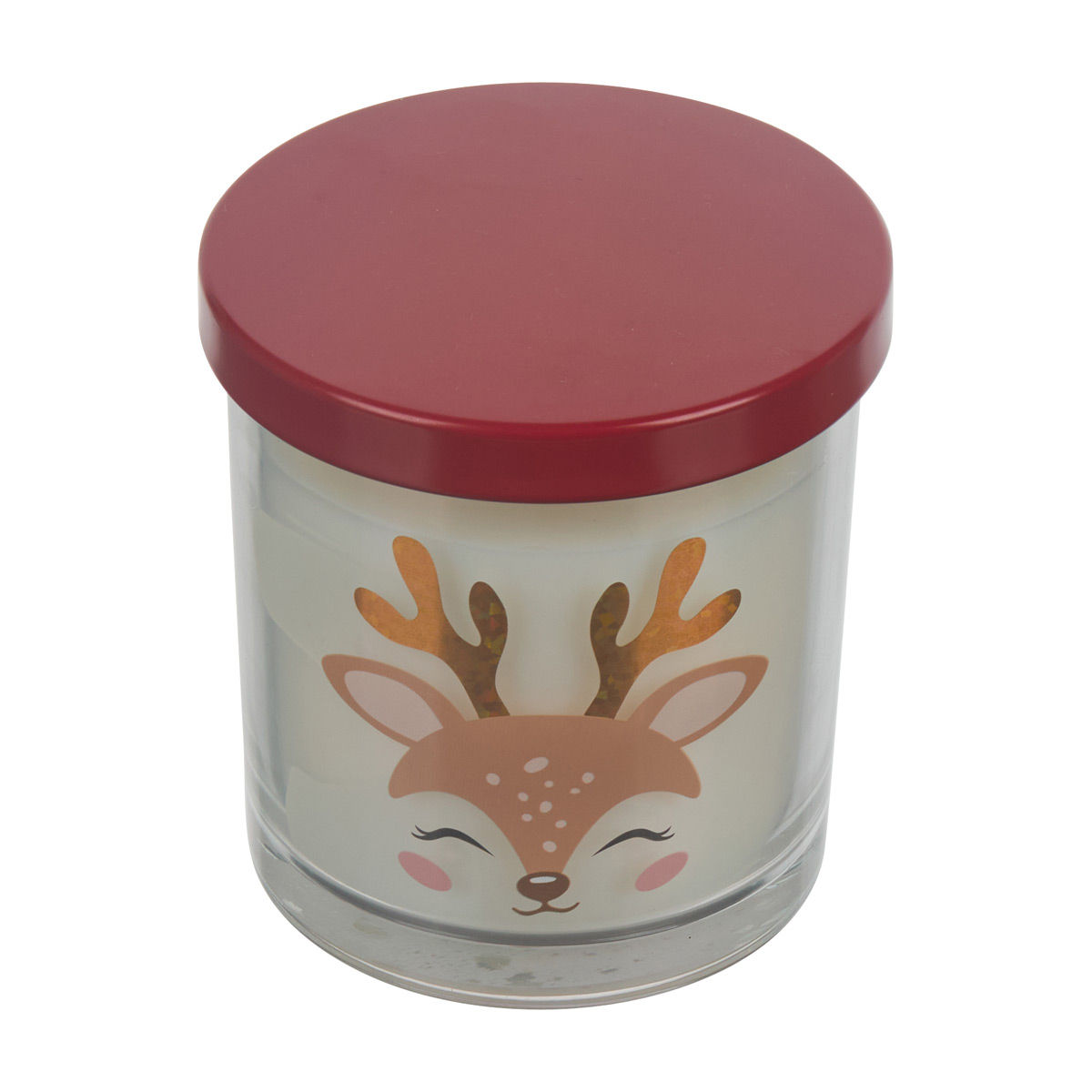 Christmas Reindeer Face Print Jar Candle, 7 oz