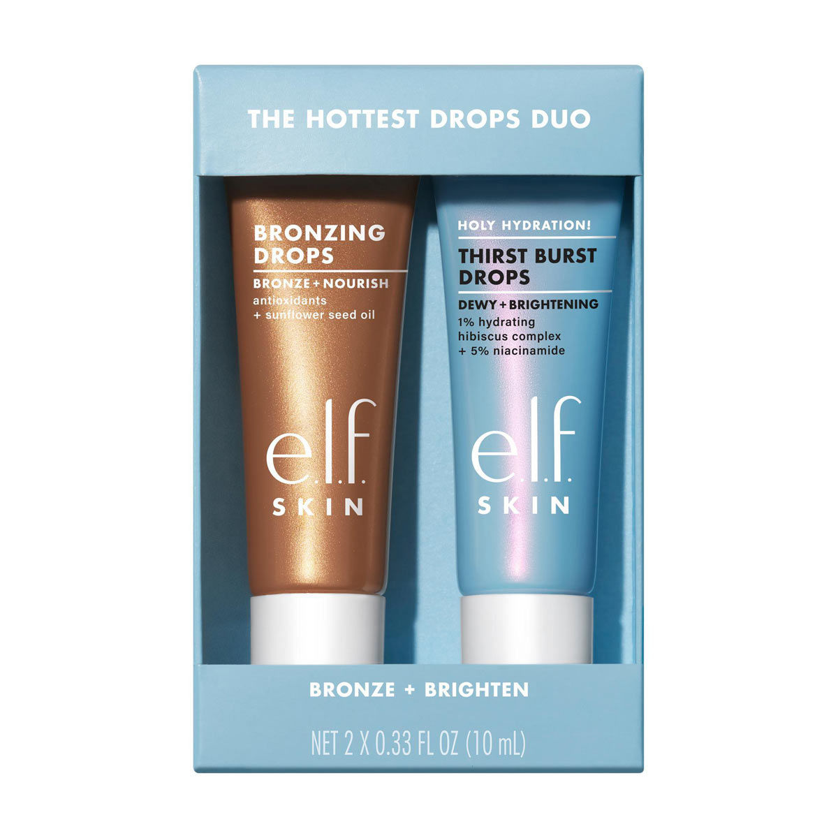e.l.f. SKIN The Hottest Drops Duo - Bronzing Drops & Holy Hydration! Thirst Burst Drops Mini Duo - 2ct
