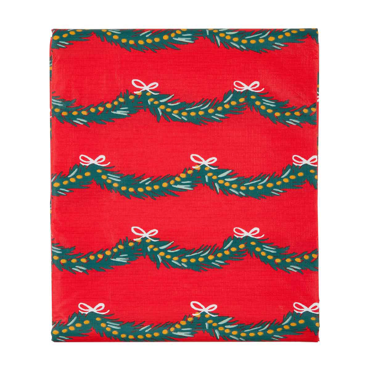 Hallmark Christmas Garland Ribbon Print PEVA Tablecloth