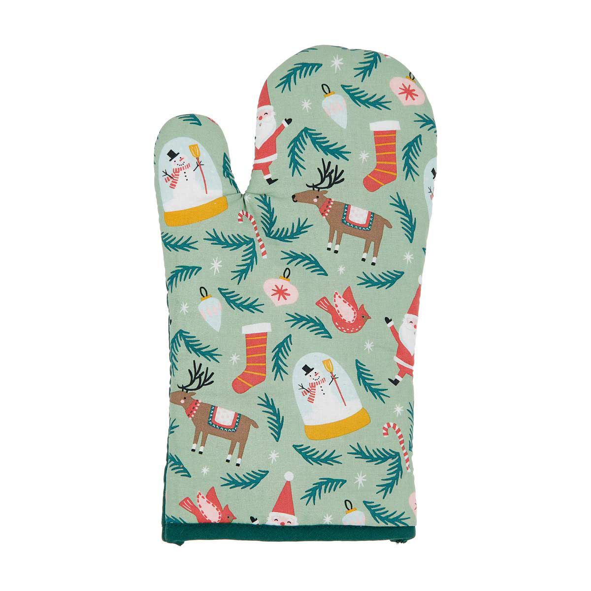 Christmas Santa & Reindeer Print Oven Mitt
