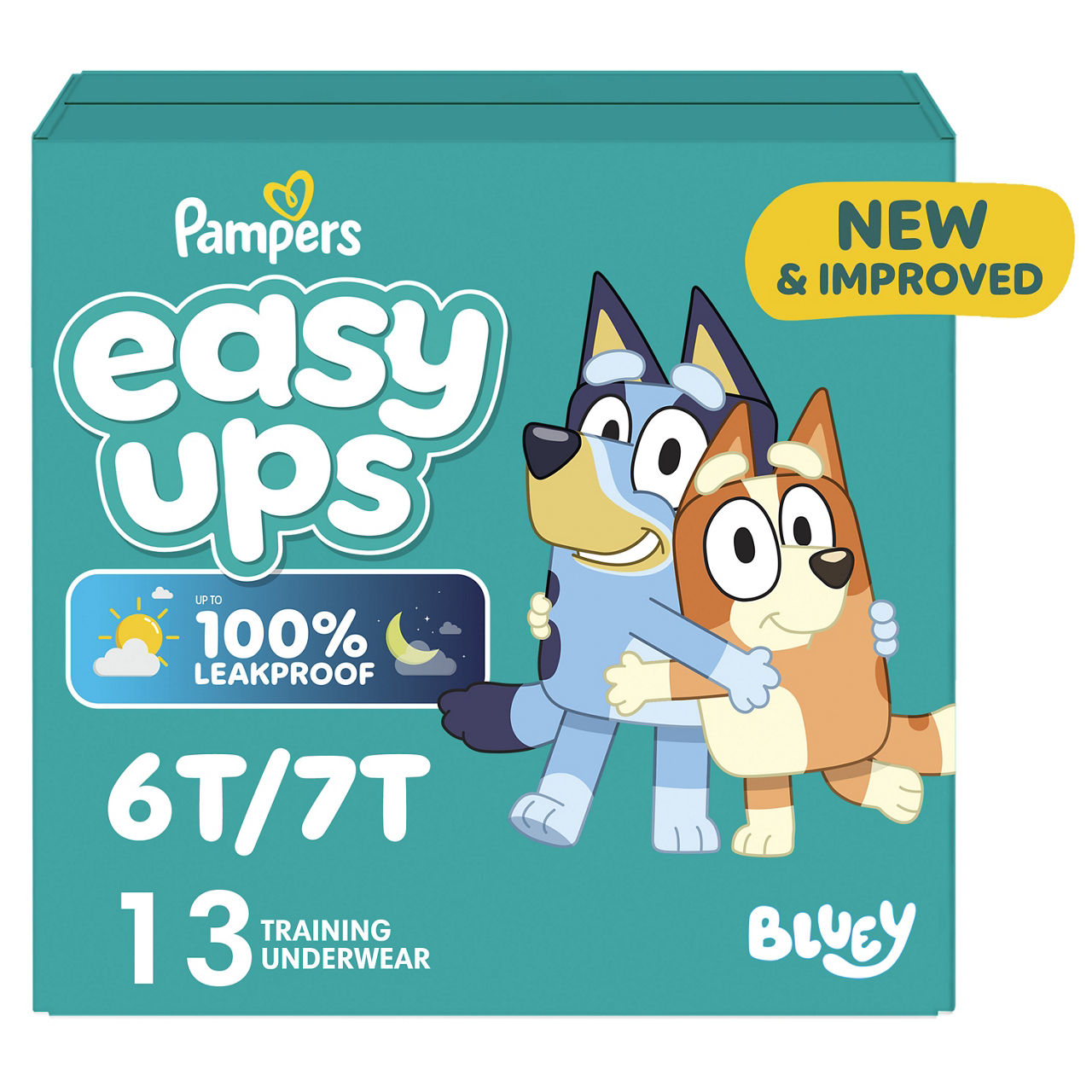 Pampers Easy Ups Girls & Boys Potty Training Pants, Size 8 (6T7T), 13 Count, Bluey Absorbent Training Underwear, Up to 100% Leakproof Day and Night, Hypoallergenic