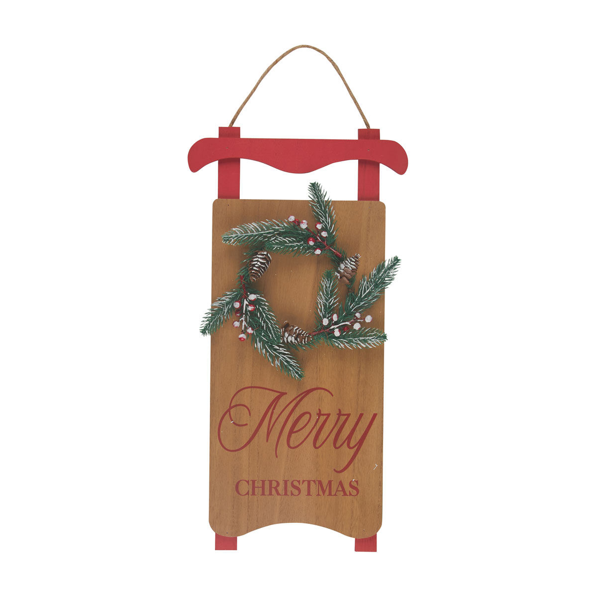 Christmas Wooden Artificial Hanging Sleigh Décor