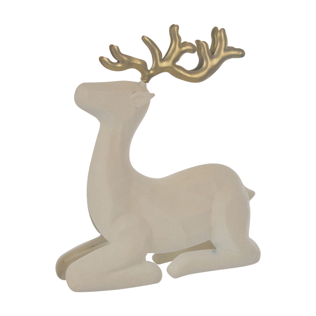 Christmas White Flocked Sitting Deer Décor