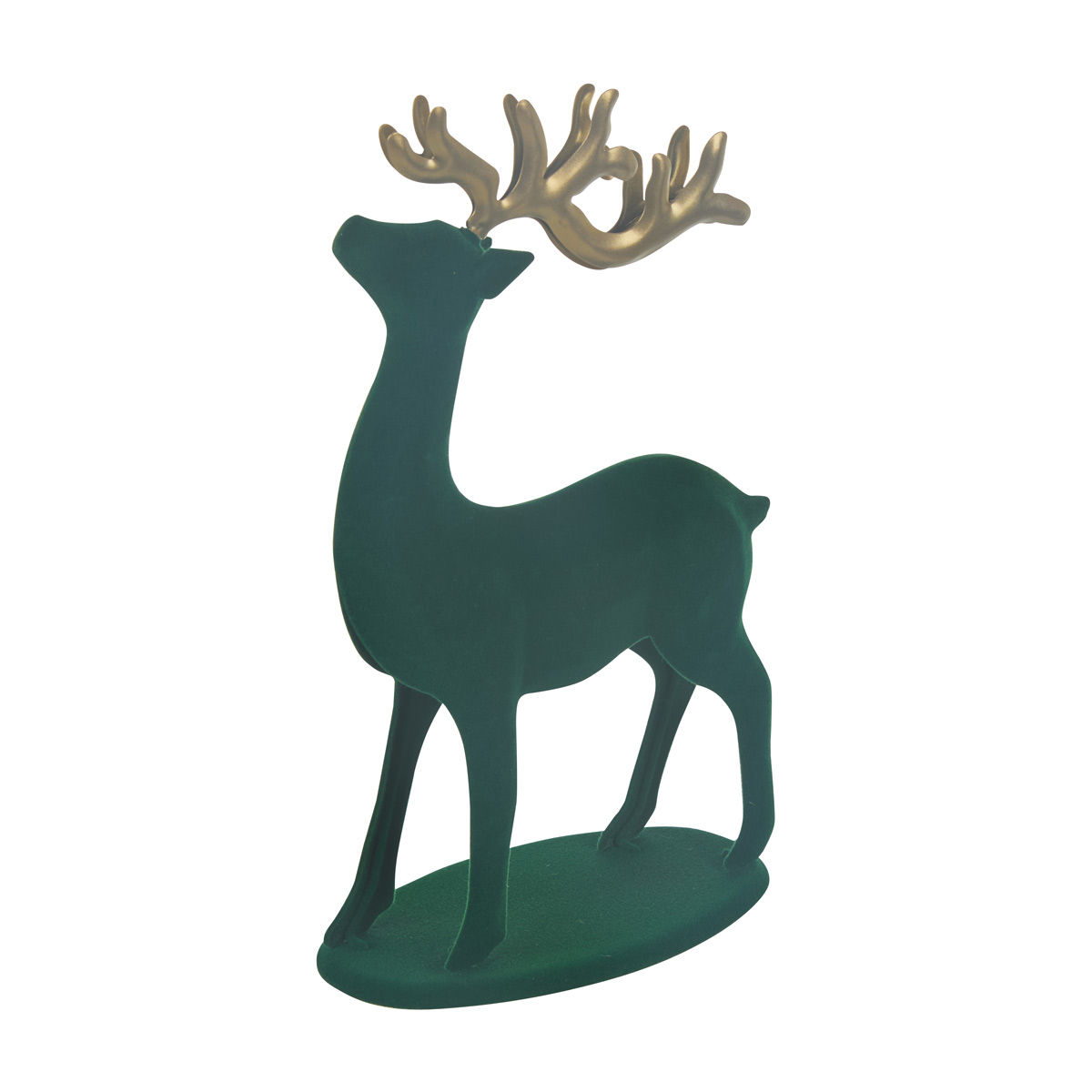 Christmas Green Flocked Standing Deer Décor