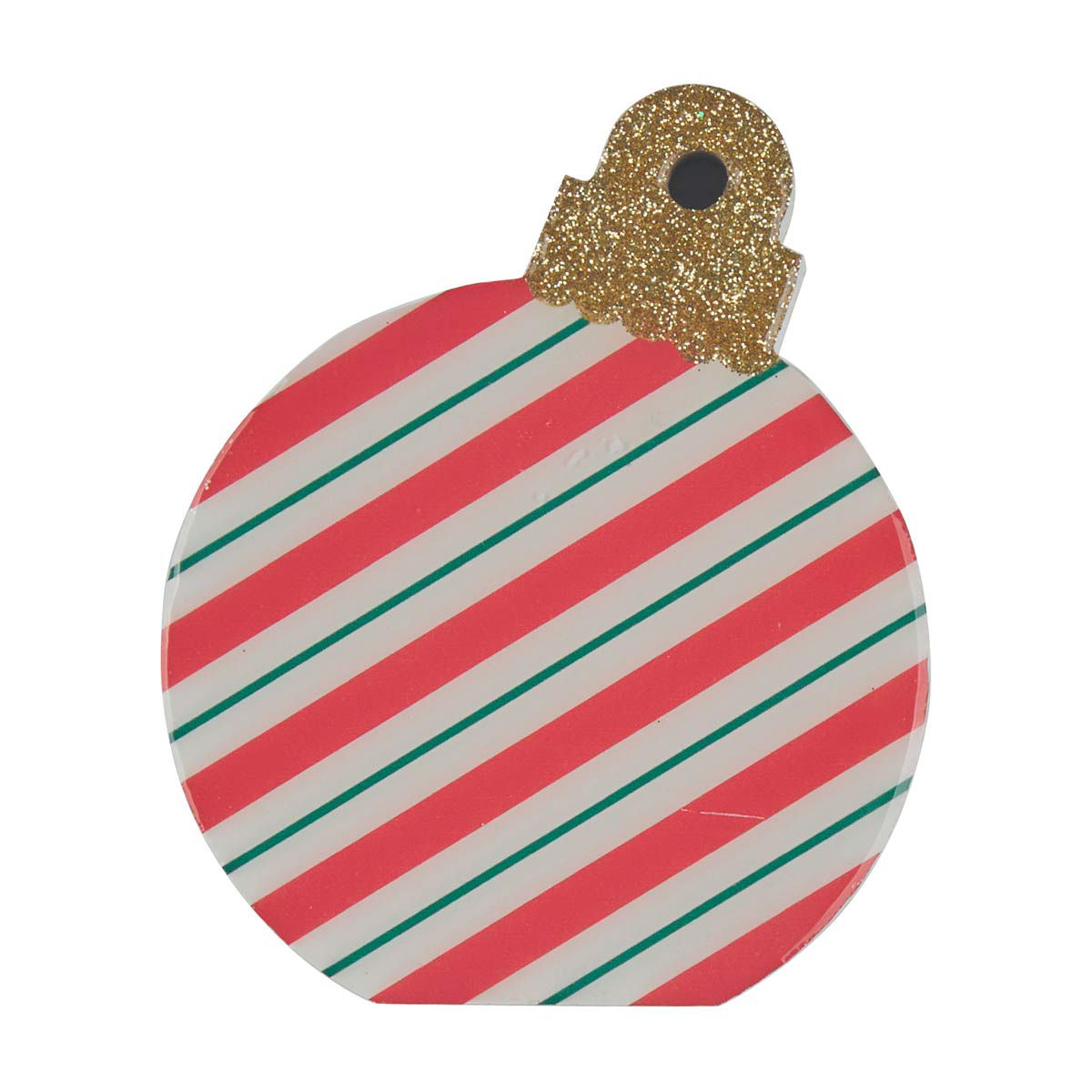 Christmas Ornament Shaped Stripes MDF Table Décor