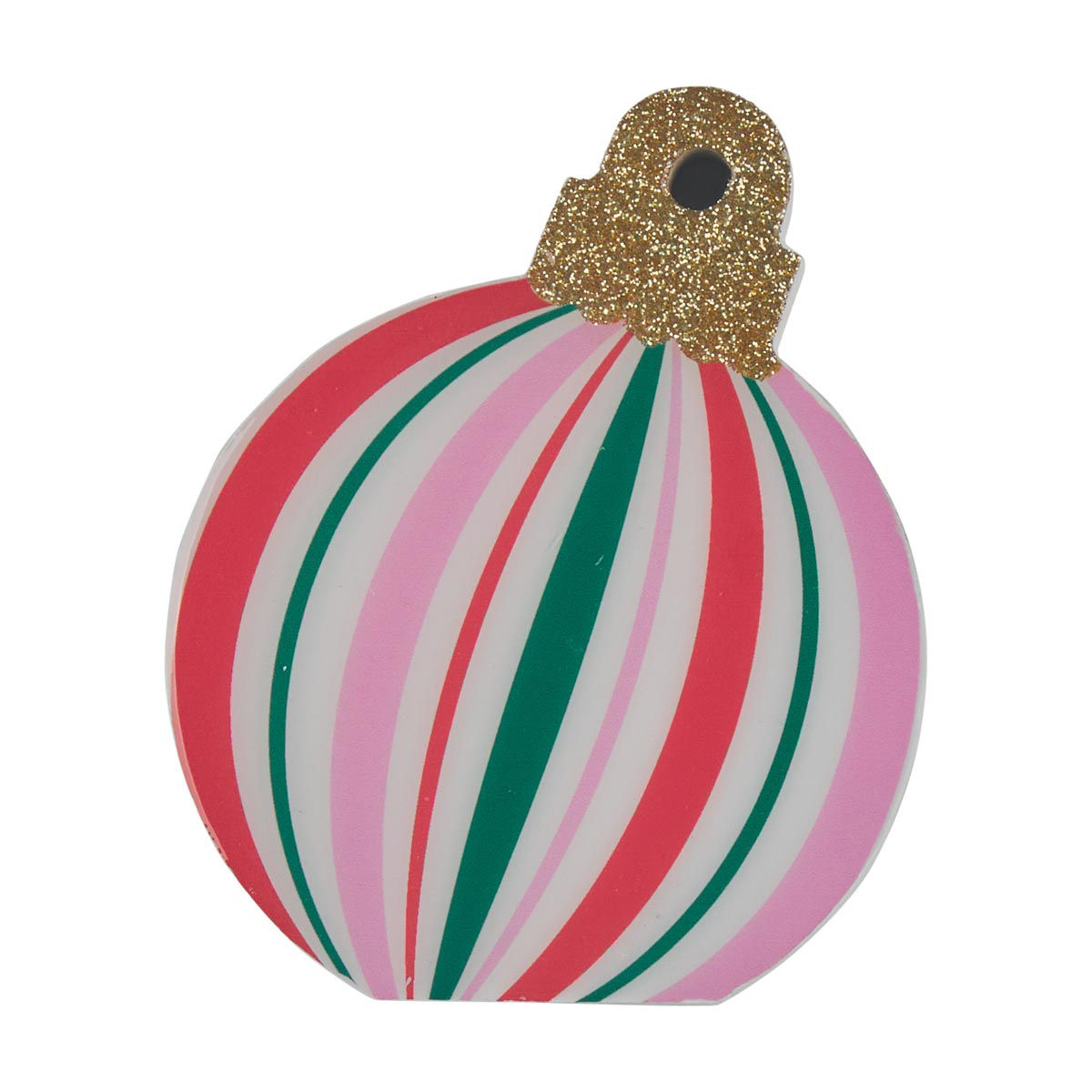 Christmas Ornament Shaped Striped MDF Table Décor
