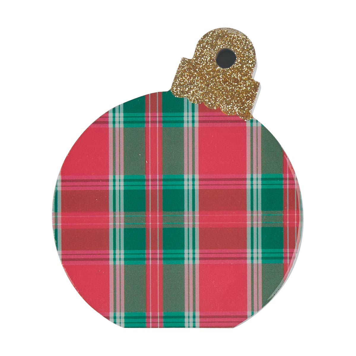 Christmas Ornament Shaped Plaid MDF Table Décor