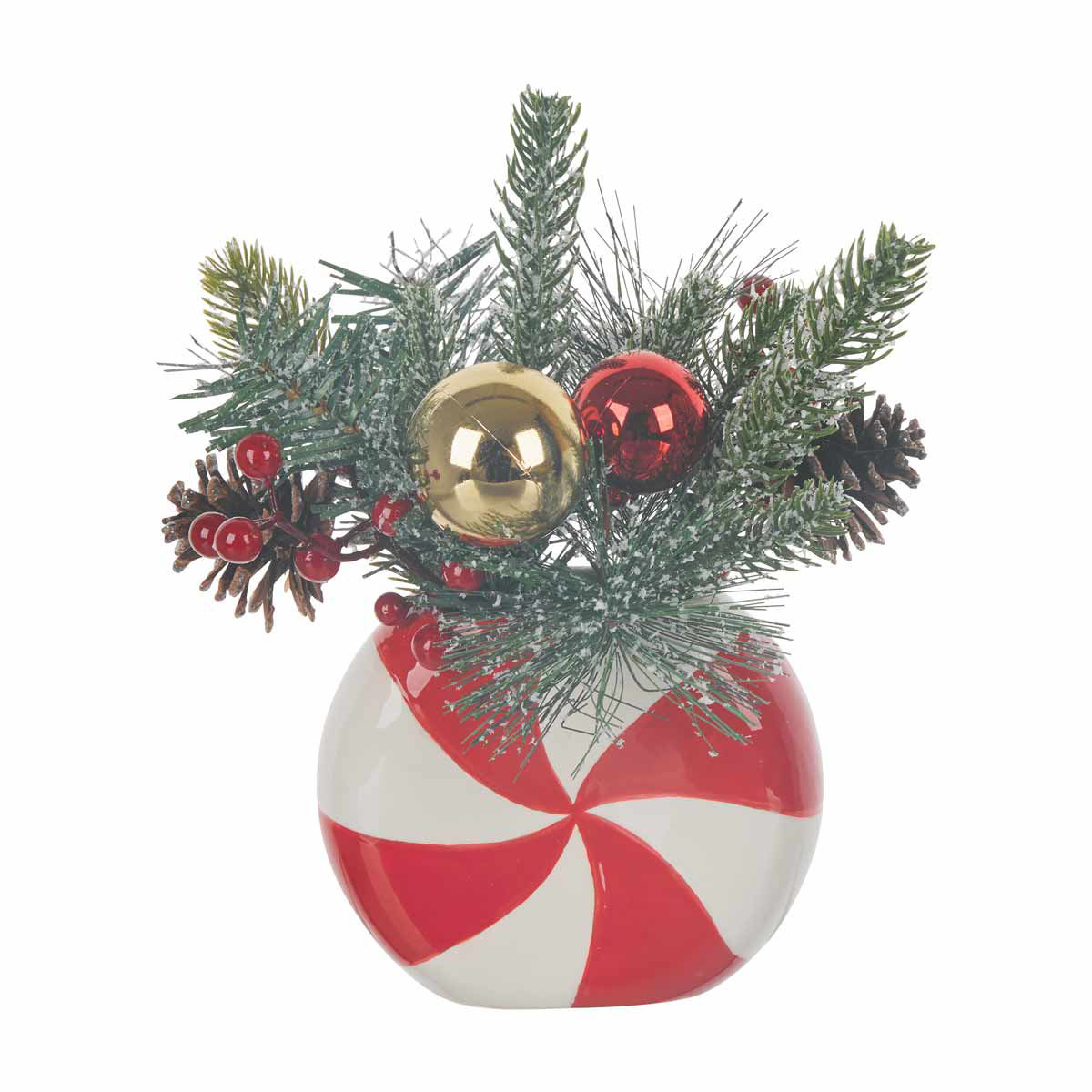 Christmas Red Peppermint Ceramic Vase Floral Arrangement