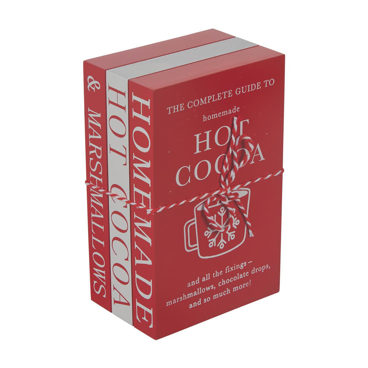 Christmas Red Wood Hot Cocoa Book Stack Tabletop Decor