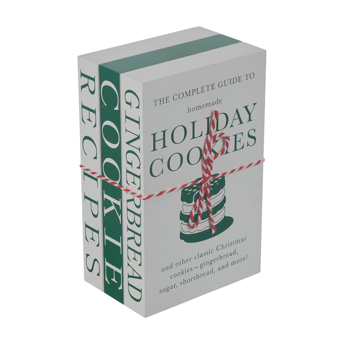 Christmas White Wood Holiday Cookies Book Stack Tabletop Decor