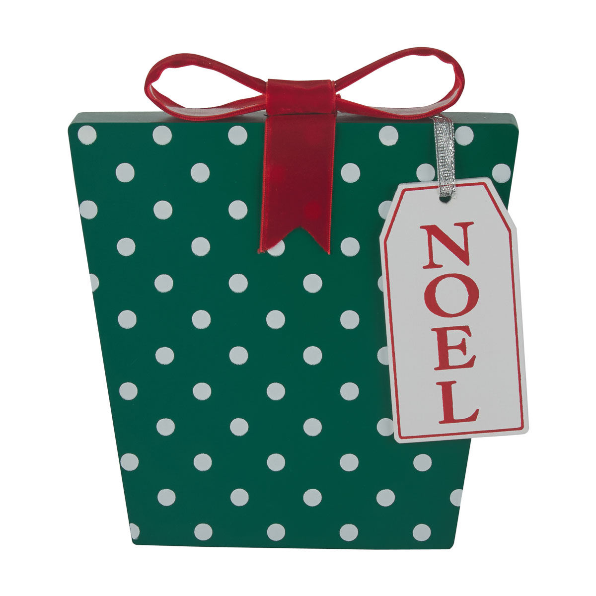 Christmas White Polka Dots Printed Green Tabletop MDF Gift Box Decor