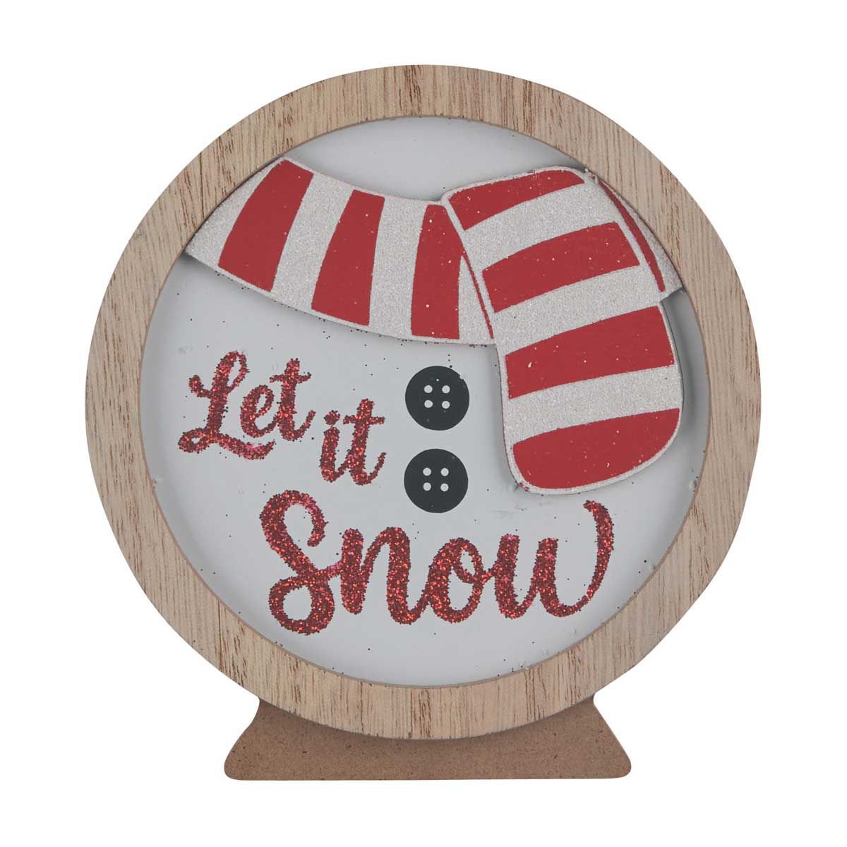 Christmas White Let It Snow MDF Tabletop Globe Décor, White