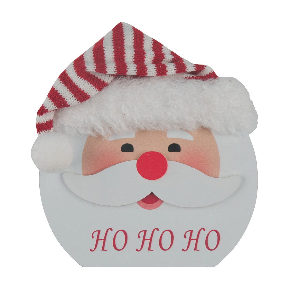 Christmas Red & White MDF 'Ho Ho Ho' Santa Shaped Decor