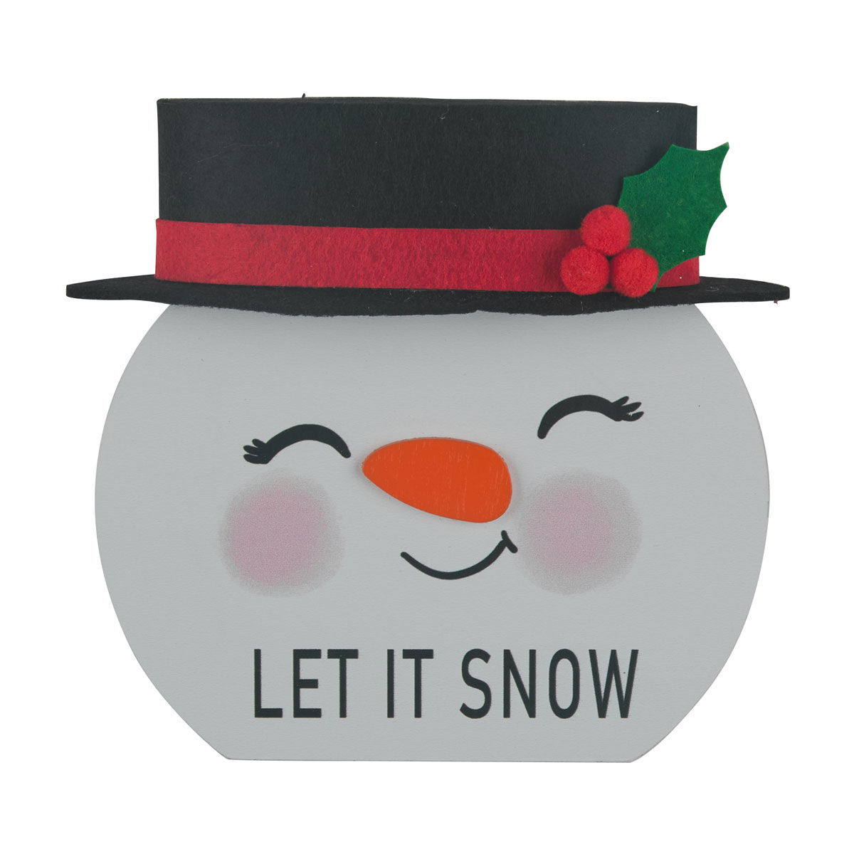 Christmas White MDF 'Let It Snow' Snowman Shaped Decor