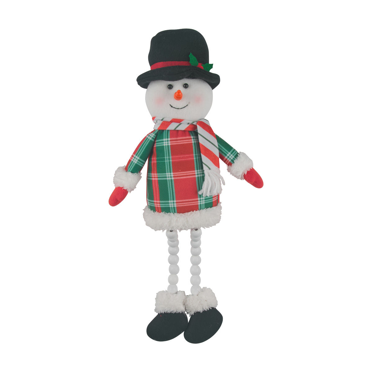Christmas Plaid Plush Snowman Table Sitter