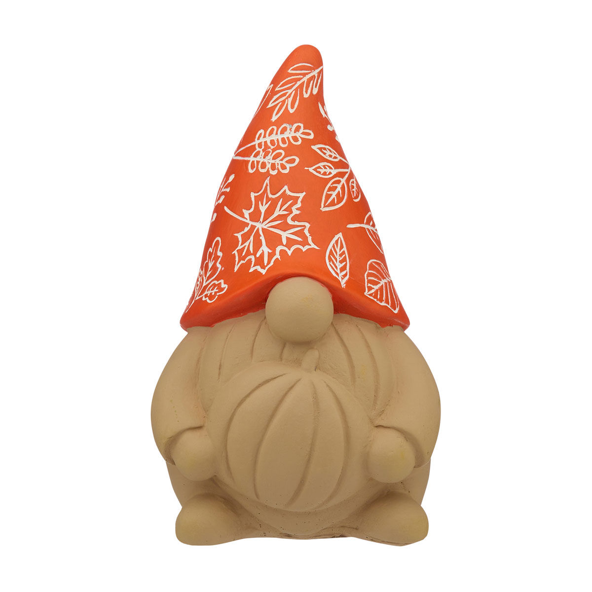 Harvest Orange Leaf Print Cement Gnome Tabletop Décor — Dollar General