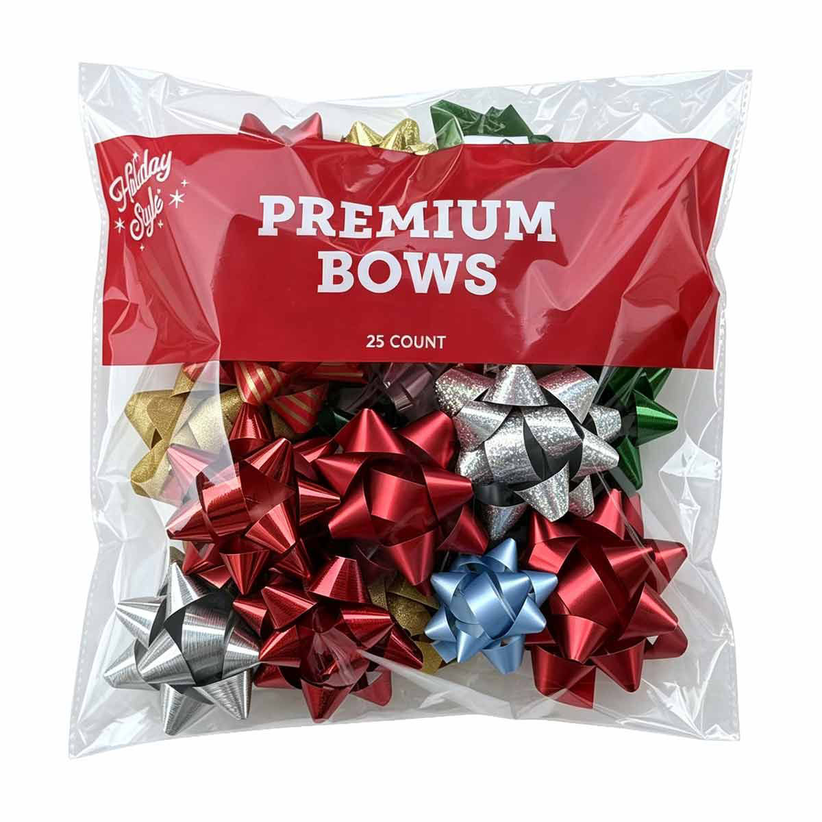 Holiday Style Traditional Christmas Premium Gift Bows, 25 ct