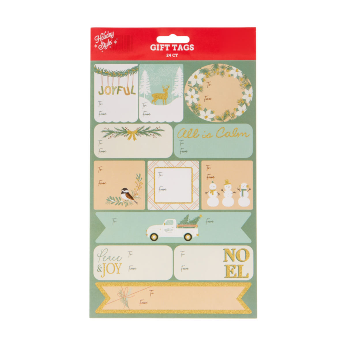 HolidayStyle Christmas Peel-N-Stick Gift Tags, 24 ct