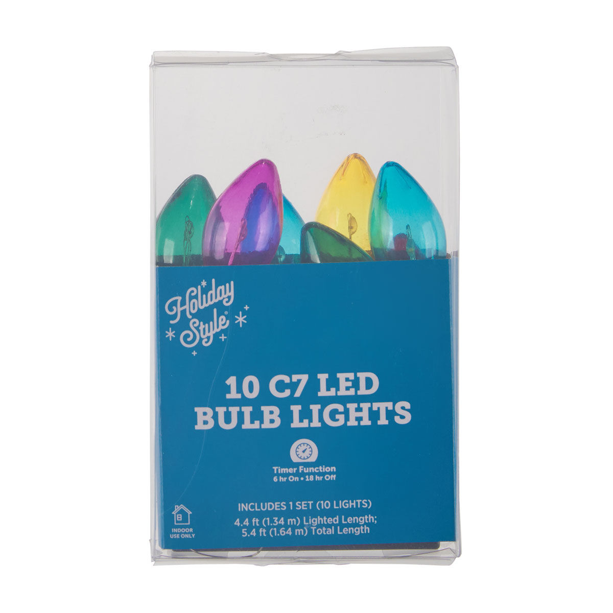 Holiday Style Christmas Battery Operated 10 C7 LED Bulb String Lights, 5.4 ft