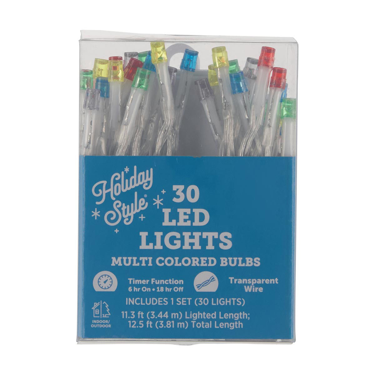 Holiday Style LED Multicolor Transparent Wire String Lights, 30 ct, 12.5 ft