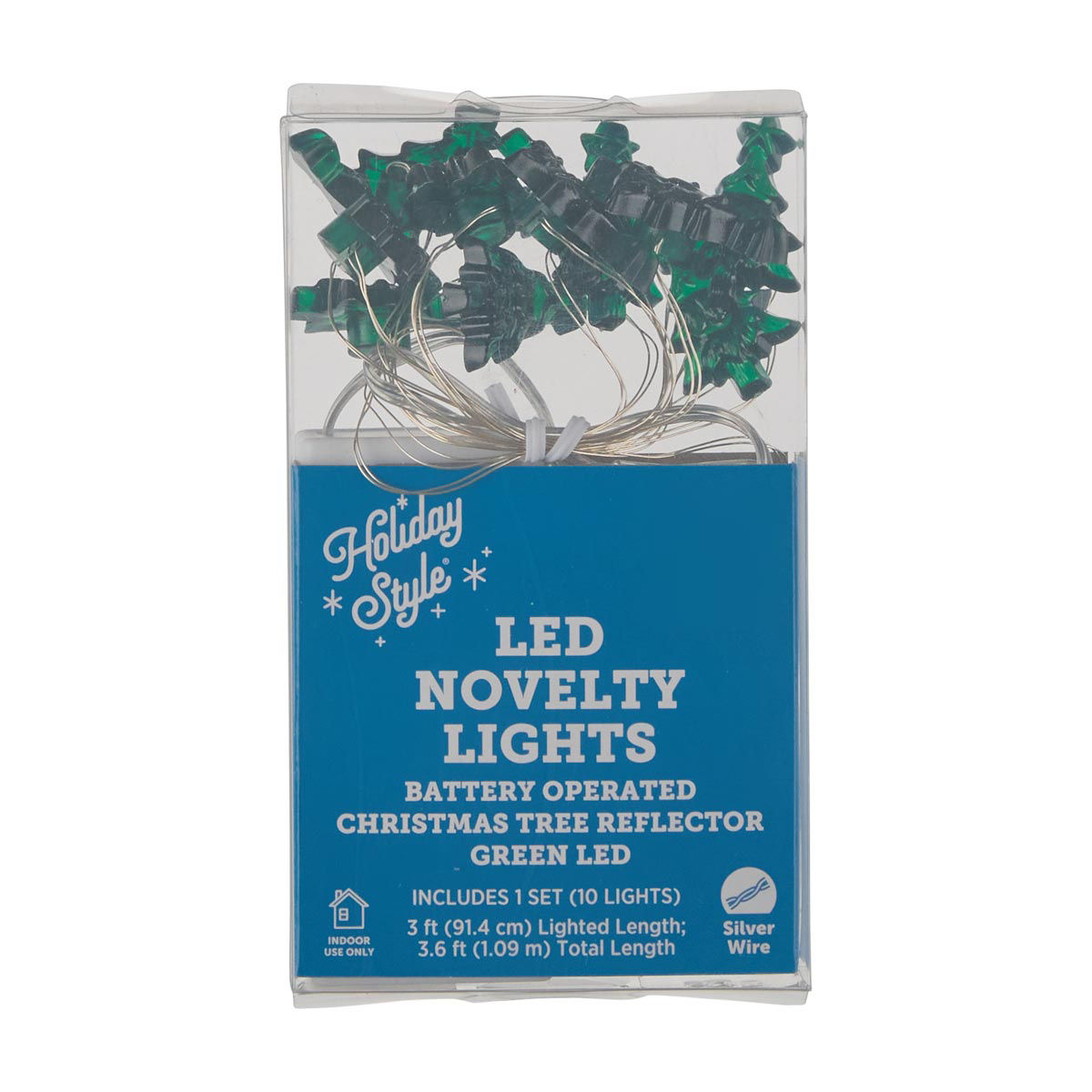 Holiday Style Battery Operated Christmas Tree Reflector Green LED String Lights,