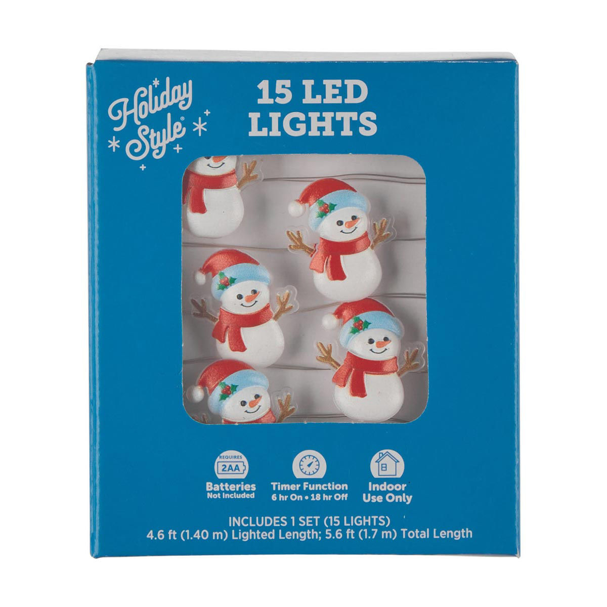 Holiday Style Christmas Snowman Novelty LED String Lights, 15 ct, 5.6 ft