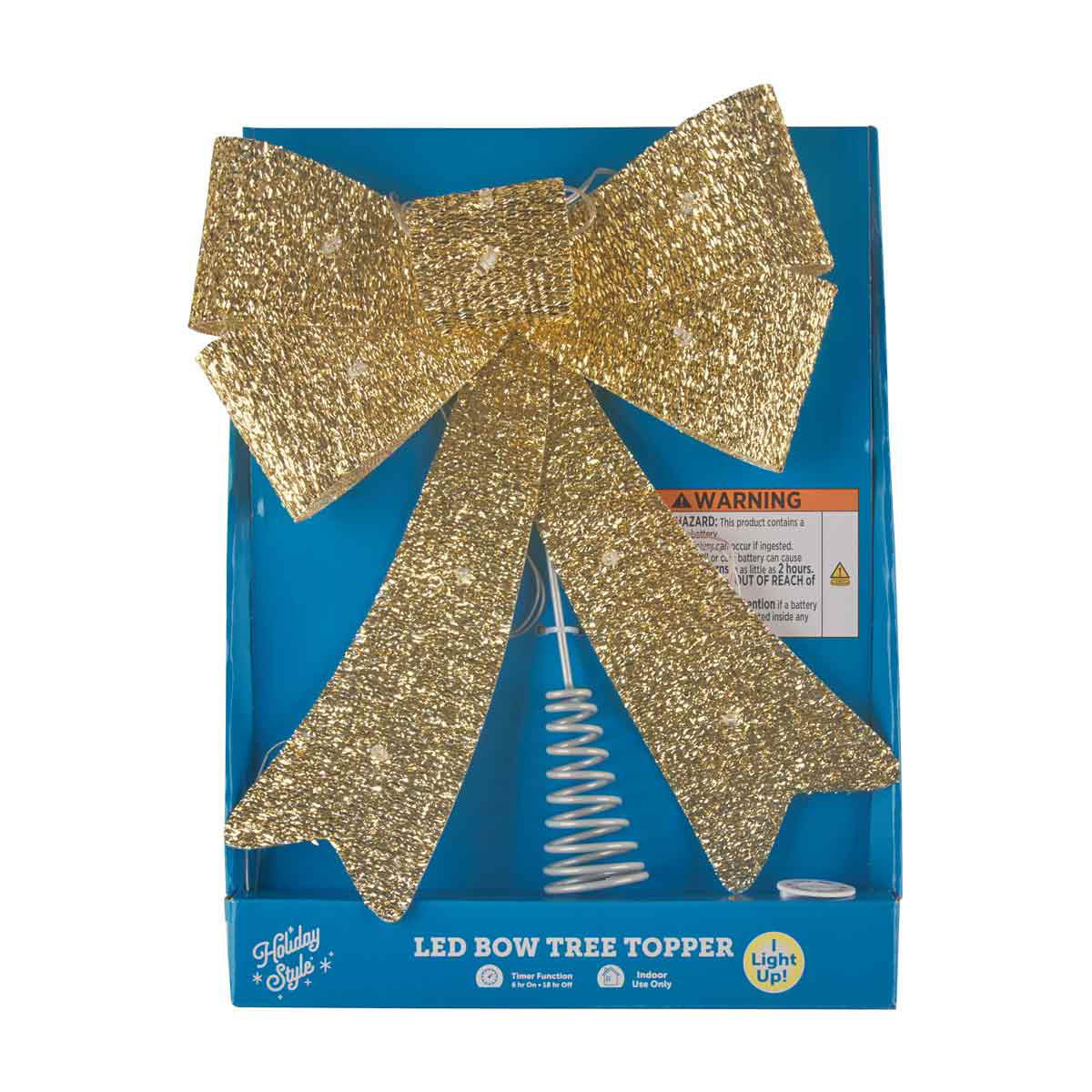 Holiday Style Christmas LED Bow Tree Topper, 3 Assorted Colors