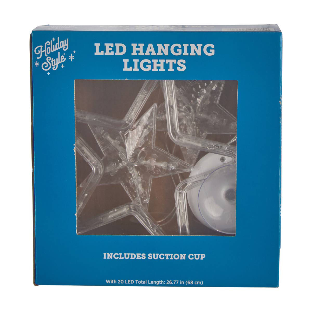 Holiday Style Christmas Star LED Hanging Lights with Suction Cup, 26.77 in