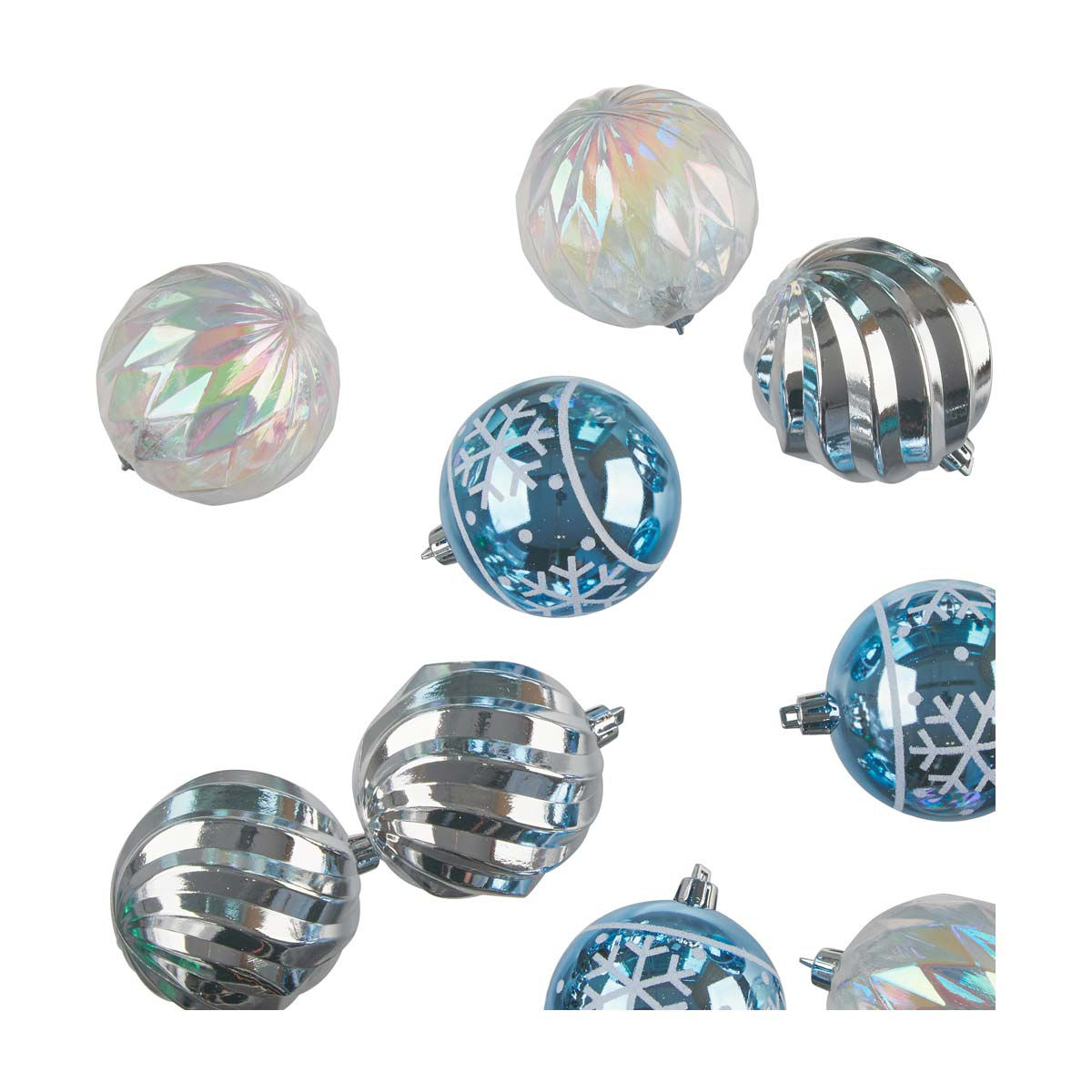 Holiday Style Blue, Clear & Silver Shatterproof Ornaments, 9 ct