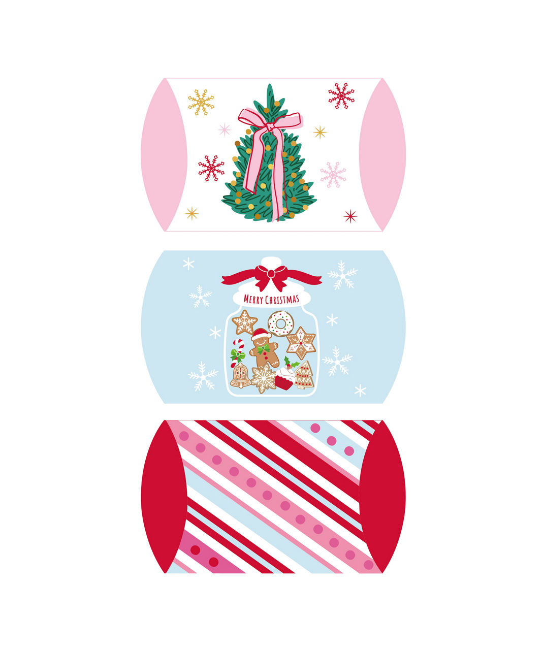 Holiday Style Christmas Pillow Shaped Gift Boxes, 3 ct, 3 Assorted Designs