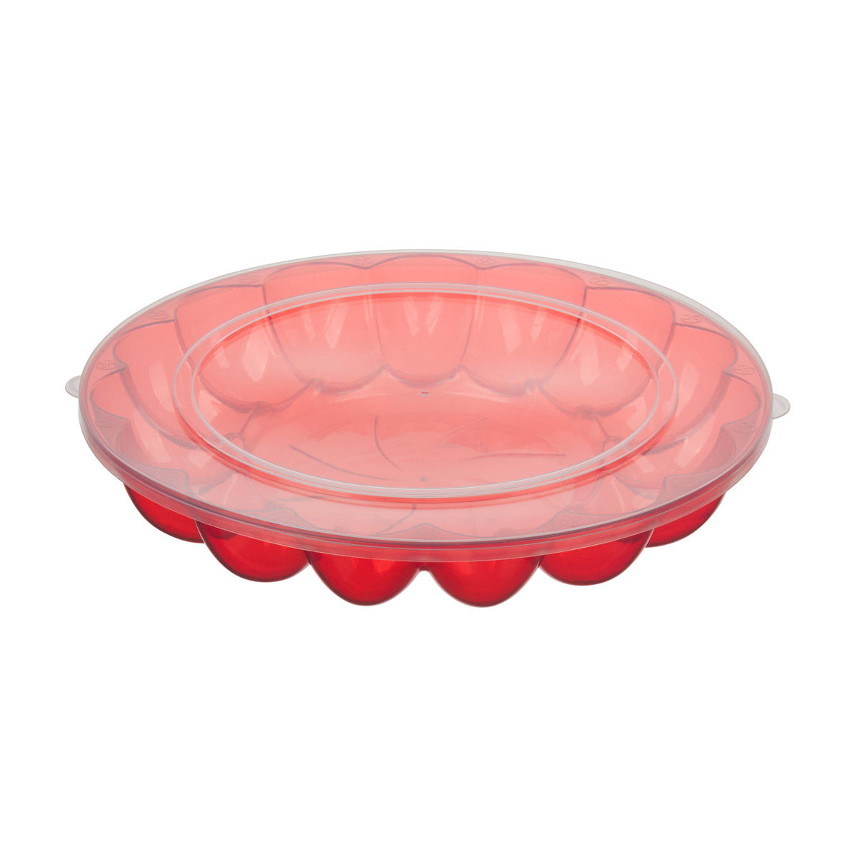 Christmas Red Egg Tray with Transparent Lid