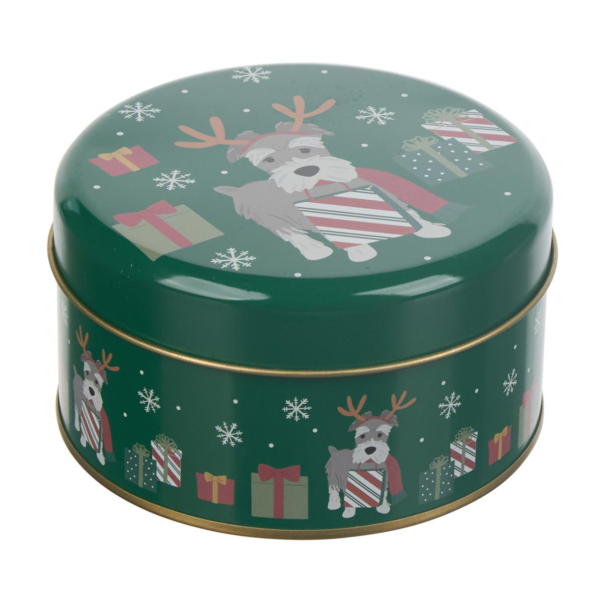 Christmas Dog Print Mini Round Tin