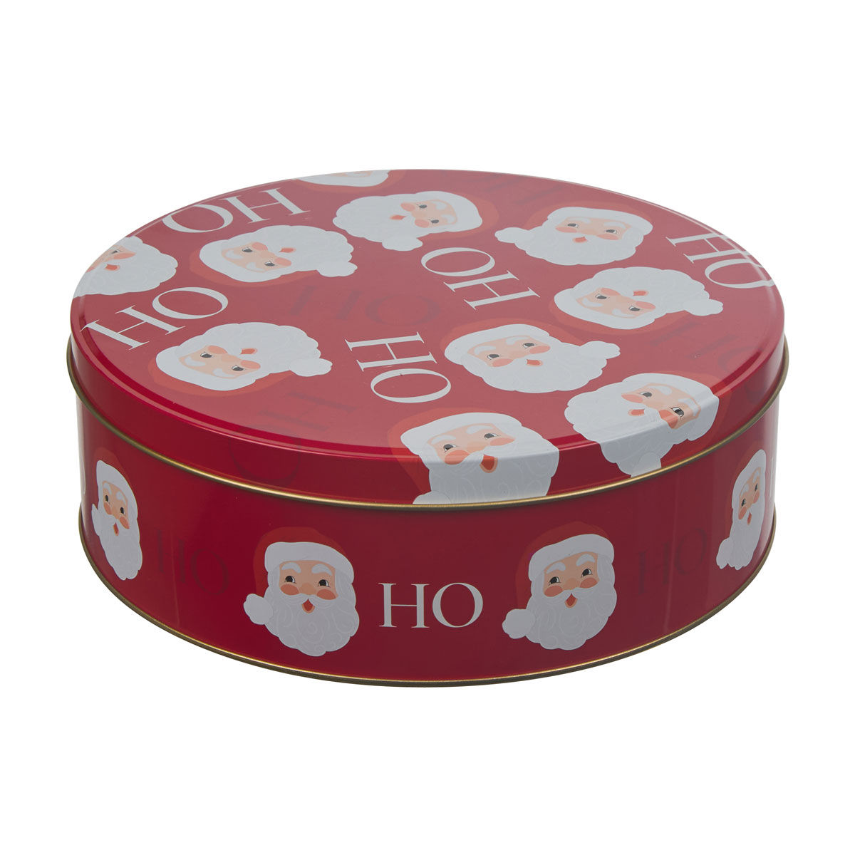 Christmas Extra Large Red Santa Print Round Tin