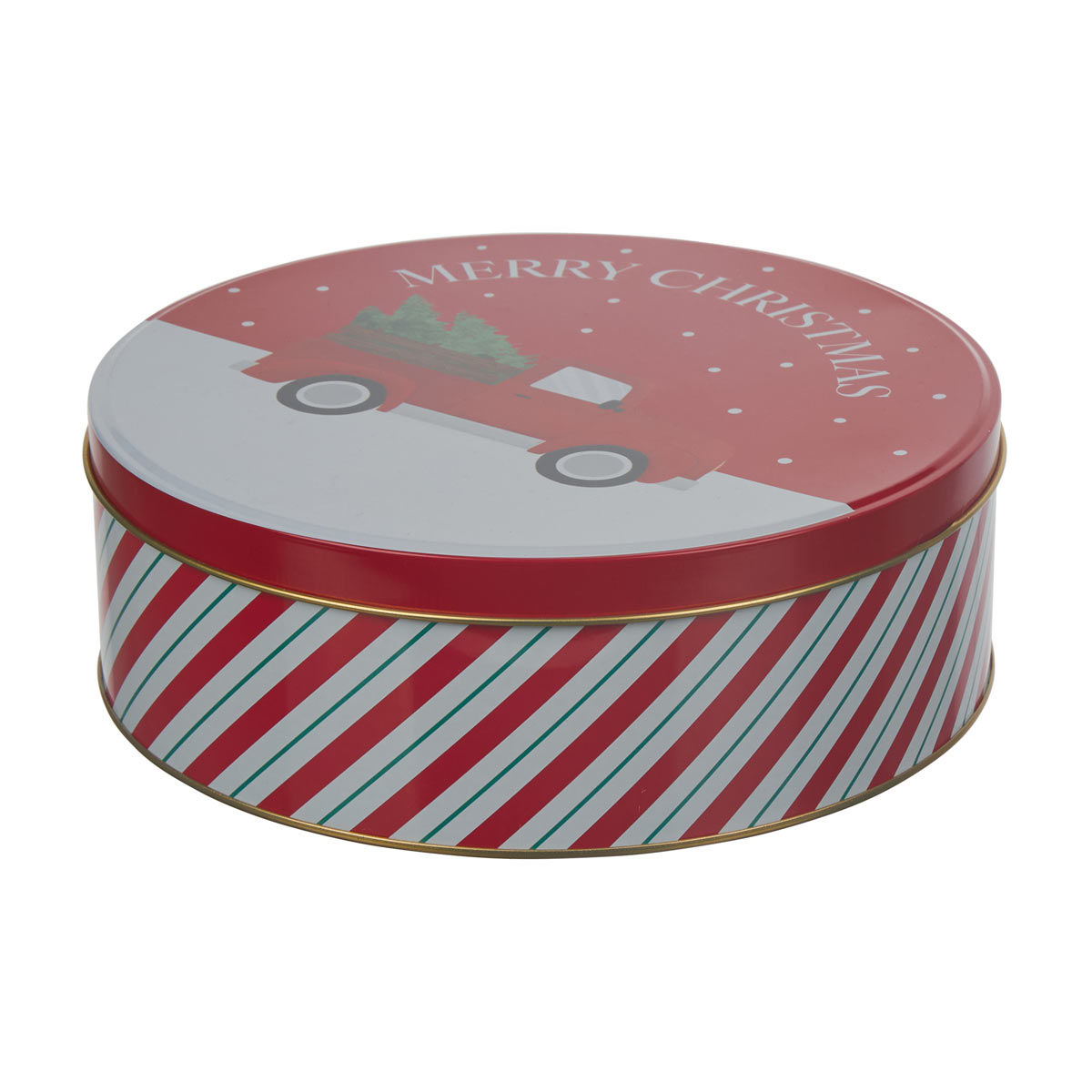 Christmas Extra Large Truck Print Round Tin