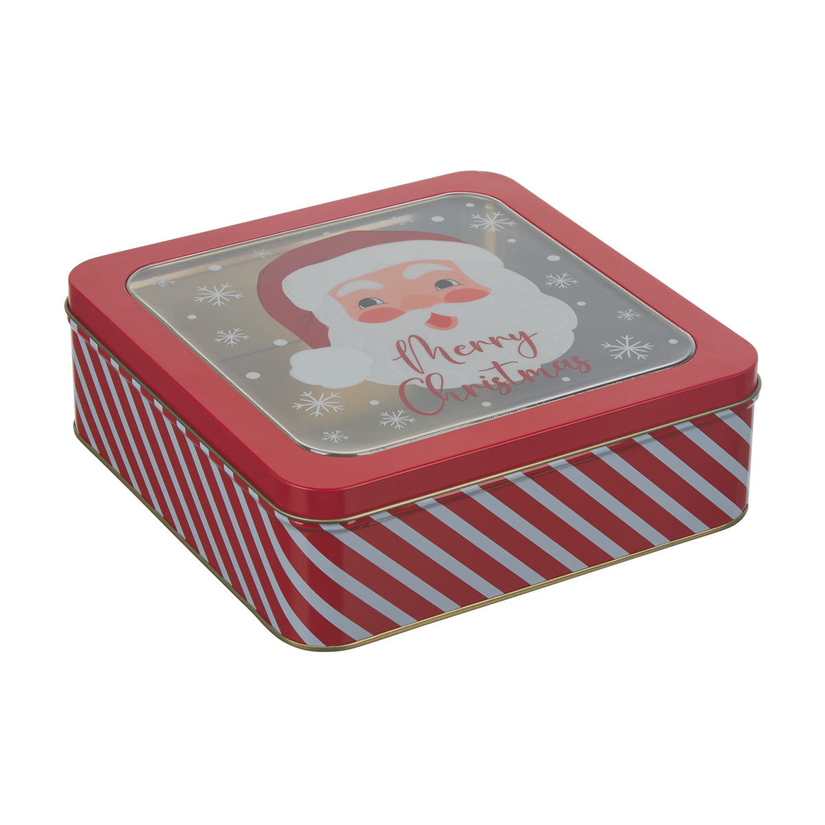 Christmas-Red-Square-Santa-Tin-with-Transparent-Lid
