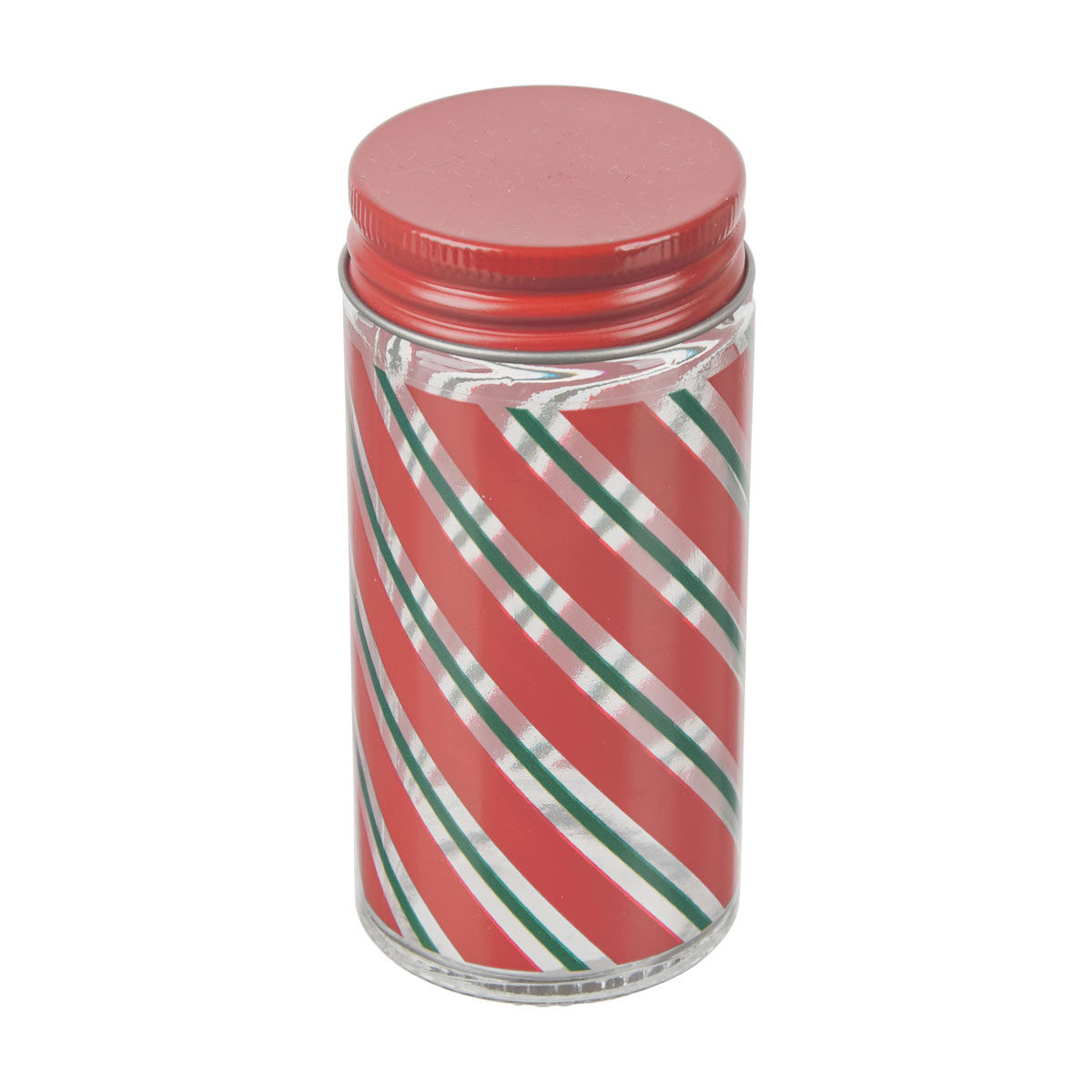 Christmas Red Candy Cane Stripe Glass Spice Jar