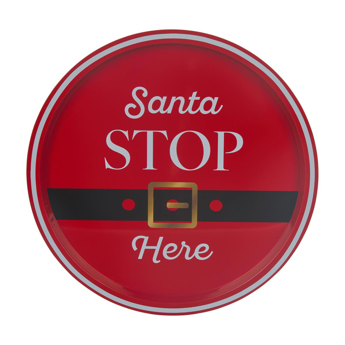 Christmas 'Santa Stop Here' Round Storage Tin
