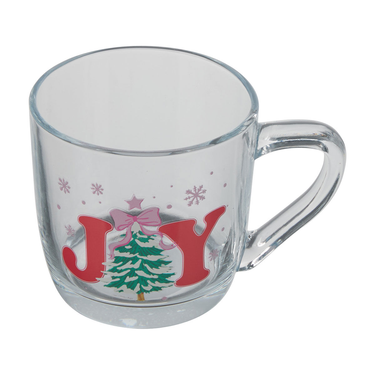 Christmas 'Joy' Print Glass Mug