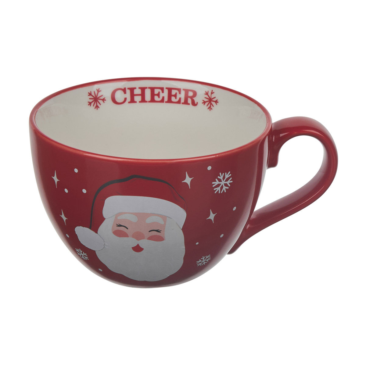 Christmas Red Santa Printed Teacup Mug, 15 oz