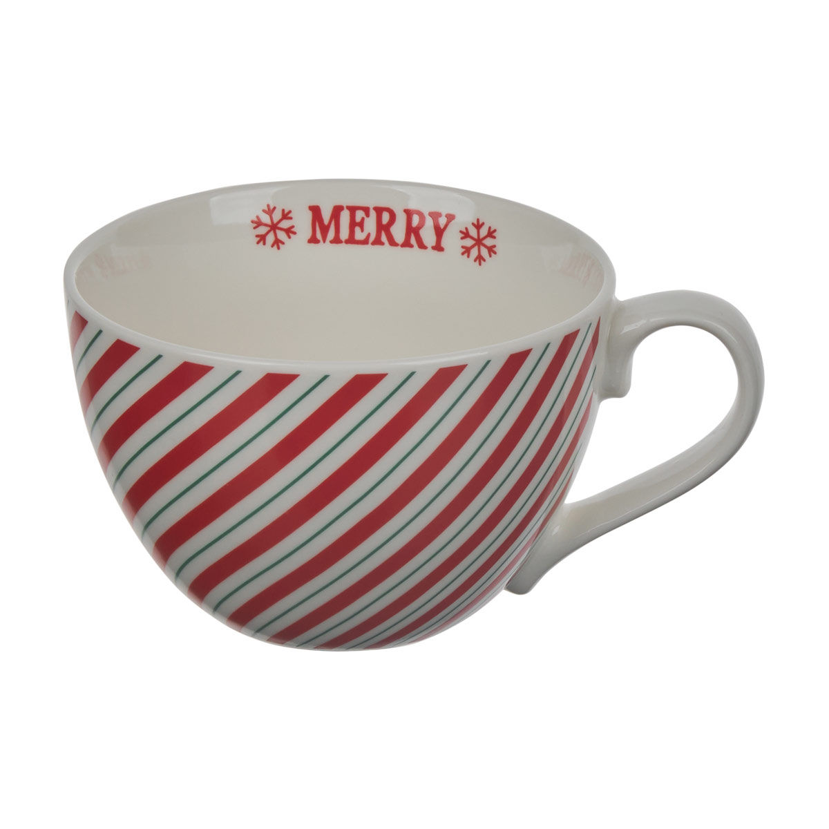 Christmas Printed Striped Teacup Mug, 15 oz