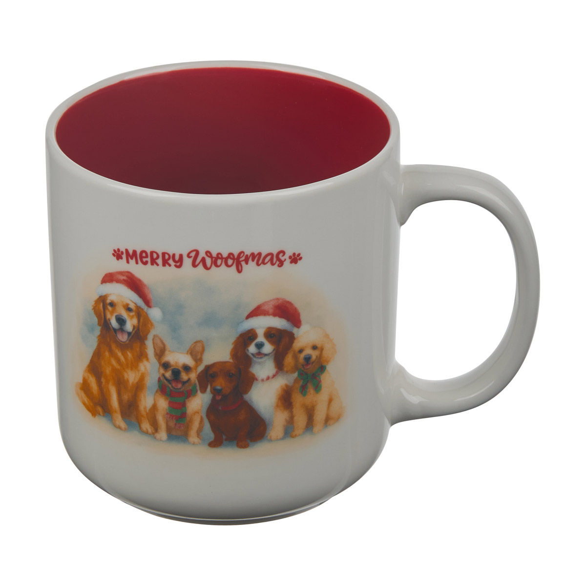 Christmas White "Merry Woofmas" Watercolor Dog Mug