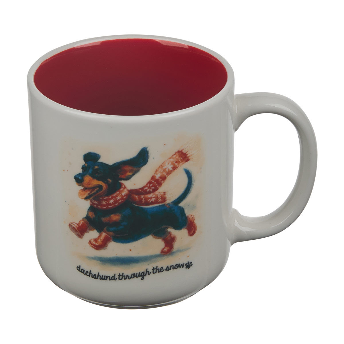 Christmas White "Dachshund Through the Snow" Dog Mug