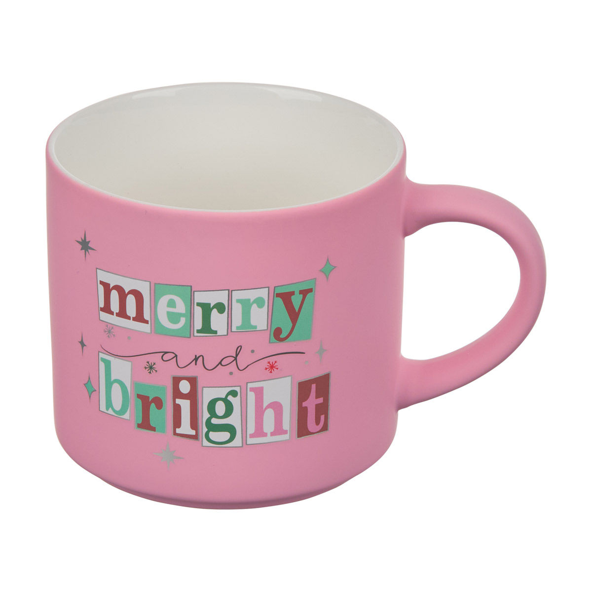Christmas Pink "Merry and Bright" Soft Touch Mug