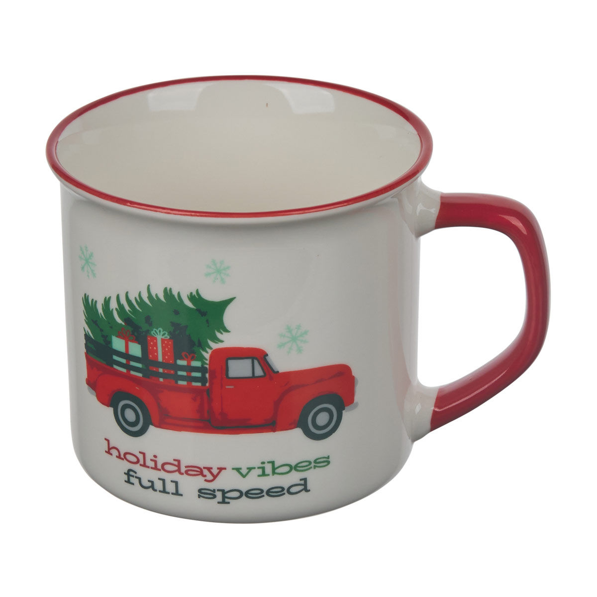Christmas Camper Style Red Truck Printed Ceramic Mug