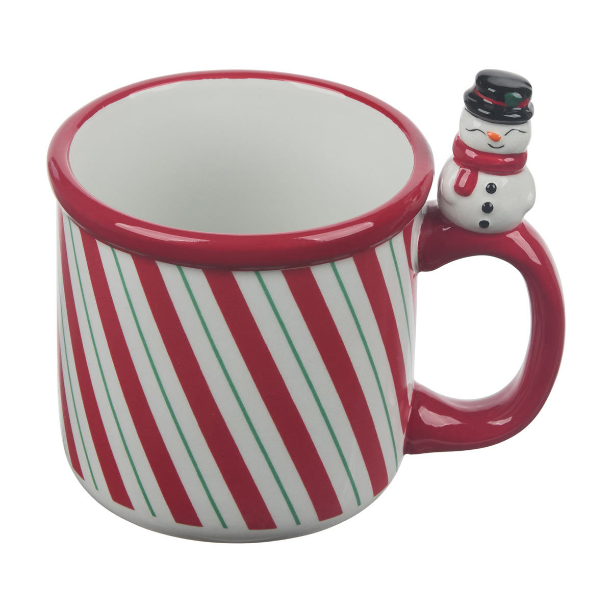 Christmas Snowman Sitting Striped Mug