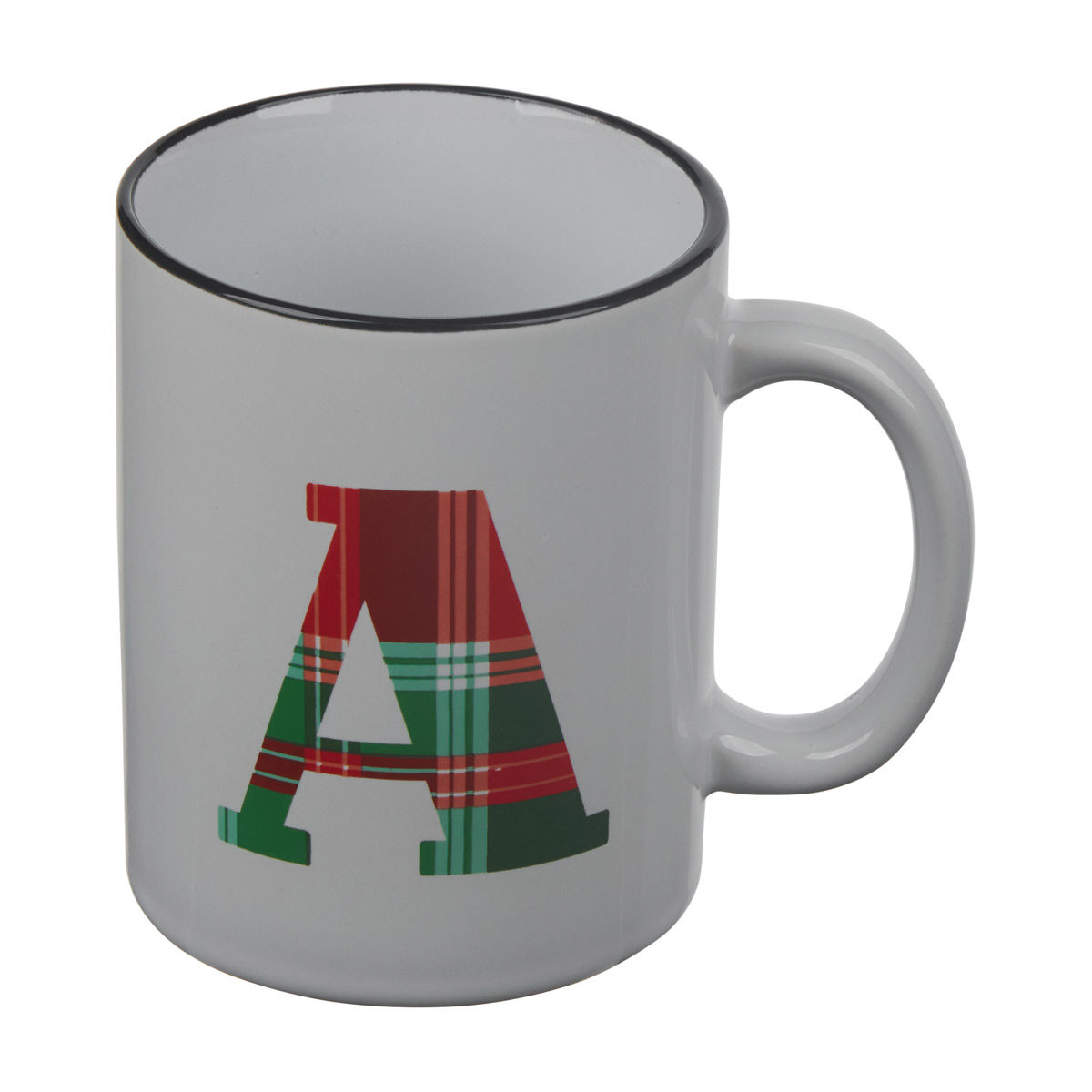 Christmas 'A' Monogram Ceramic Mug